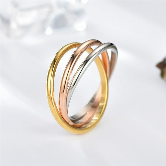 1 pc Stainless Steel Trinity Interlocking Finger Rings Multi-color US Size 9(18.9mm)