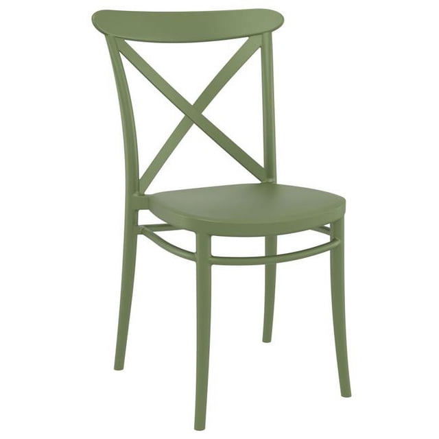 Siesta ISP254-OLG Chaise d'Extérieur en Résine à Dossier Croisé Vert Olive - Ensemble de 2
