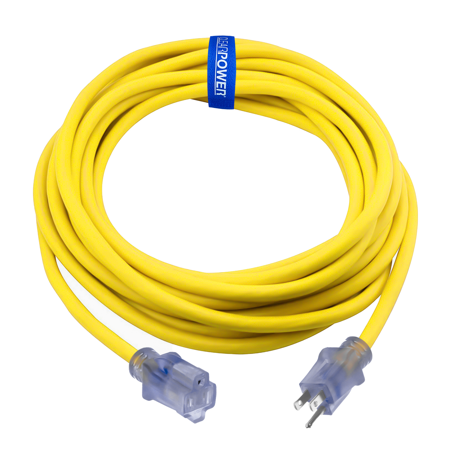 Clear Power 12/3 SJTW 25 ft Outdoor Extension Cord with Power Indicator Light, Ideal for Power