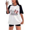 thumbnail image 1 of Birdeem Mode Femme Été Col Rond Loisirs Manches Courtes Imprimé Baseball, 1 of 4