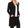thumbnail image 2 of Women's Long Sleeves Relexed Fit Open Front Side Pockets Solid Cardigan, 2 of 4