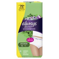 Always Discreet, Incontinence Underwear for Women, Maximum Protection, XL, 26 Count