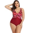 thumbnail image 1 of Beach Party Women's Plus Size Slimming Surplice One Piece Swimsuit, 1 of 7
