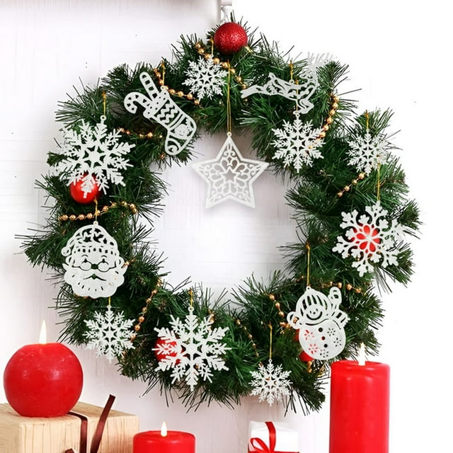 cpengpj White Paper Christmas Decoration Set, 20Pcs Hollow Out Hangable Snowflake Tree Ornaments for Holiday Party Decor