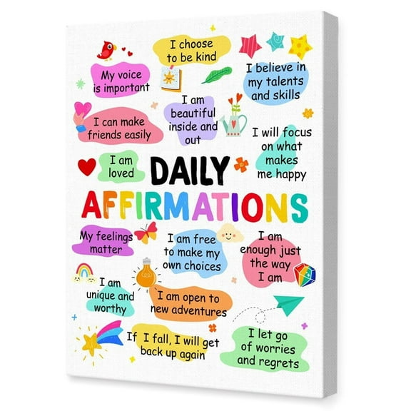 Daily Affirmations Wall Art poster Positive Affirmations Canvas Wall Art,Motivational Wall Decor for Teens,Inspirational Quotes Wall Decor for Women Bedroom Office