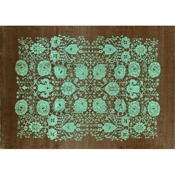 Ahgly Company Indoor Rectangle Oriental Turquoise Blue Industrial Area Rugs, 5' x 7'