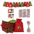 thumbnail image 1 of Bolsa de calendario de adviento de navidad, bolso de lino con cordón para colgar en la pared, con Clips, letrero de madera, cuenta regresiva de navidad, 24 unidades, 2022, 1 of 4