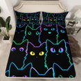thumbnail image 2 of Homewish Cute Stripe Cat Twin Sheet Sets,Kawaii Pet Kitten Twin Fitted Sheet,Black Blue Purple Flat Sheet For Girls Boys,Ultra Soft Home Decor,3 Pieces, 2 of 7