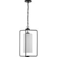 thumbnail image 2 of Merry Collection One-Light Matte Black and Etched Glass Transitional Style Foyer Pendant Light, 2 of 4