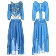 thumbnail image 2 of Women Belly Dance Outfits Long Sleeve Lace-up Chiffon Crop Skirt Princess Dress Up Costume, 2 of 7