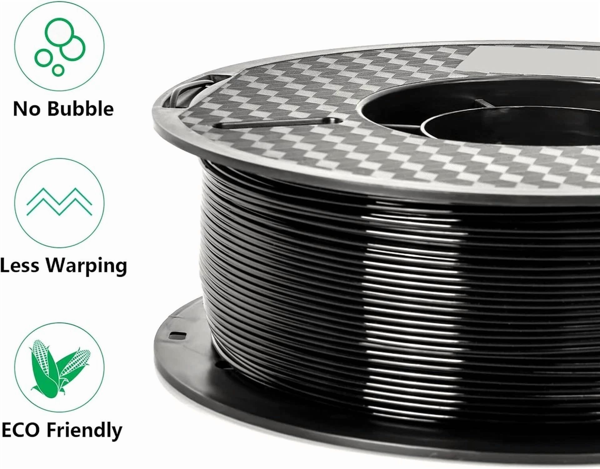 RHEA- Kingroon 1Kg Petg 1.75 Mm 3D Printer Filament Black Bundle Spool Roll Fdm