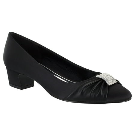 Sole Block - Easy Street Women's Eloise Pump (Black Satin/Black With Leather Sole)