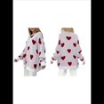 thumbnail image 3 of Suéter con Estampado de Corazón para Mujer, Sudadera de Punto de Larga con Gráfico de Amor, Camiseta Extragrande Rojo M, 3 of 7