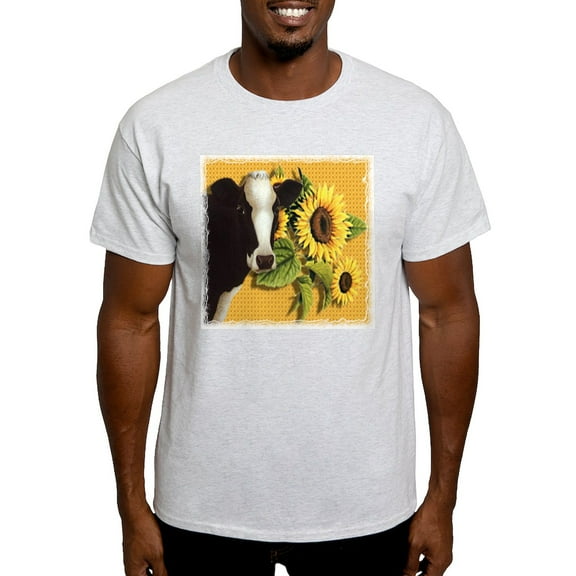 CafePress - Cow With Sunflowers Black T Shirt - Men's Classic Graphic T-Shirt
