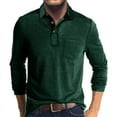 thumbnail image 2 of Men's Casual Polo Shirts Classic Button Basic Long Sleeve Shirt Solid Color Cotton Tees Stylish Tops Work Vintage Beach Vacation Shirts, 2 of 5