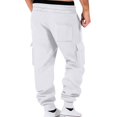 thumbnail image 7 of Resicozy Mens Fleece Cargo Sweatpants Casual Cotton Tapered Drawstring Athletic Workout Joggers Sweat Pants with Pockets White 2XL, 7 of 7