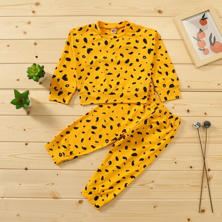 

Simplmasygenix Baby Tops Set Summer Outfits Newborn Baby Girls Boys Fashion Long Sleeve Leopard Tops+Pants Outfits Set