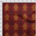 thumbnail image 3 of oneOone Polyester Lycra Dark Red Fabric Floral & Flying Swan Block Craft Projects Decor Fabric Printed By The Yard 56 Inch Wide, 3 of 4