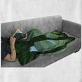 thumbnail image 5 of Garden Mist Soft Flannel Fleece Blanket, Dreamy Forest Trees at Night Sky with Crescent Moon Cloud and Stars, Cozy Plush for Indoor and Outdoor Use, 50" x 70", Dark Green Multicolor, by Ambesonne, 5 of 5