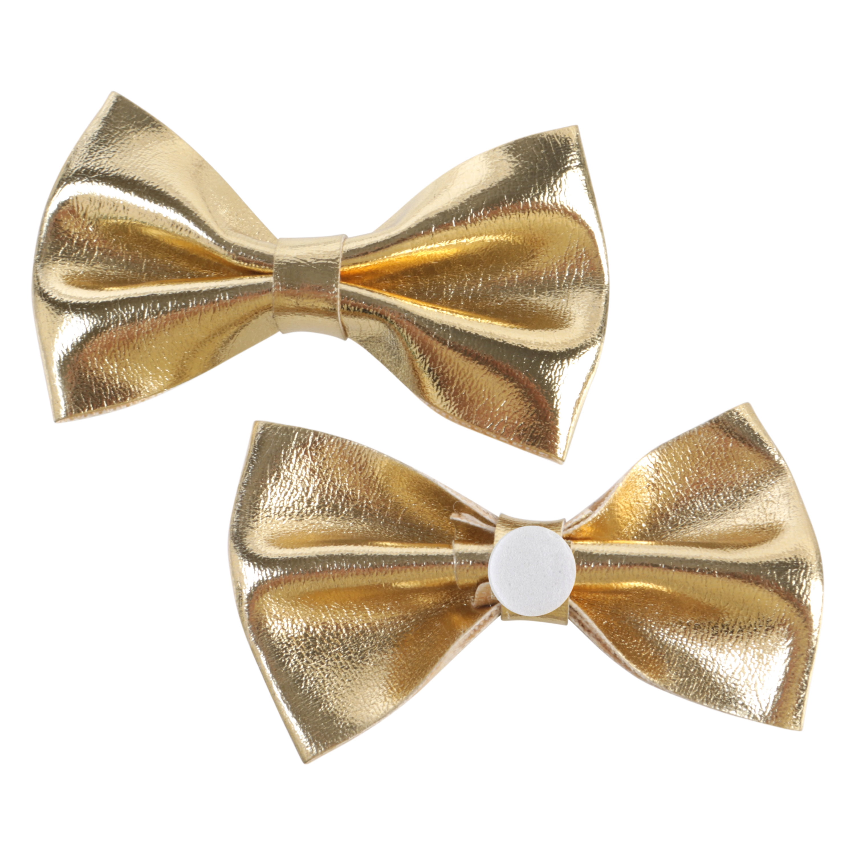 Offray 2 inch gold bow embellishments, 4 count, 1 package, pol yardurethane