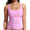 thumbnail image 1 of Top Tankini CRZ YOGA Cuello Cuadrado con Relleno y Fruncido Rosa Talla L, 1 of 4