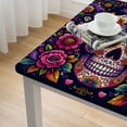 thumbnail image 4 of Day of The Dead Skull Tablecloth Rectangle Table Cover Colorful Flower Skull Washable Table Cloth for Halloween Home Party Dining Table Setting Decoration, 4 of 7
