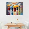 thumbnail image 2 of JEUXUS Large Canvas Print Wall Art- 20x16 inch Colorful Umbrella Office Worker Walking in the Rain Canvas Oil Painting Picture Artworks Modern Landscape for Home Wall Decor Ready to Hang, 2 of 4