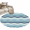 thumbnail image 2 of Blue Green Water Ripple Round Living Room Rugs 4 ft, Stripes Washable Area Rug with Non-Slip Sturdy Edge Binding Round Carpet for Entryway Kitchen Bedroom Bathroom, 2 of 9