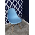 thumbnail image 4 of 2xhome Set of 2 Blue Mid Century Modern Contemporary Vintage Molded Shell Designer Side Plastic Eiffel Chairs Wood Legs for Dining Room Living Office Conference DSW Desk Kitchen Comfortable, 4 of 9
