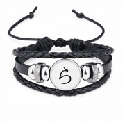 Japanese Hiragana Character RA Bracelet Braided Leather Woven Rope Wristband