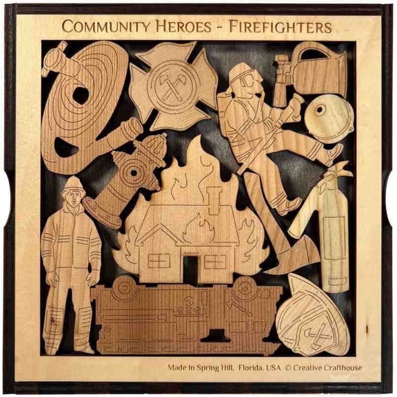 Creative Crafthouse Firefighter Assembly & Disassembly Puzzle Wood Puzzle Box 1-Count 7.5 x 7.5 x 0.5 in