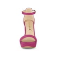 thumbnail image 6 of BLISSFUL STEP Women's Shoes Faux Suede High Chunky Heel Platform Ankle Strap Open Toe Sandals Hot Pink 7.5, 6 of 7