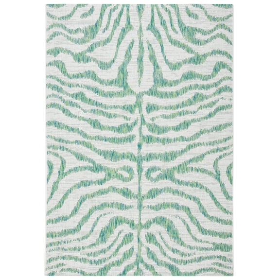 SAFAVIEH Courtyard Gerald Animal Indoor/Outdoor Area Rug, Ivory/Green, 2' x 3'7"