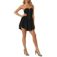 thumbnail image 4 of Unique Bargains Robes Sans Bretelles pour Femmes Col Cœur Fermeture Éclair devant Robe de Soirée Tube Noir L, 4 of 5