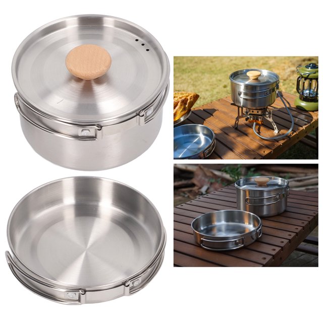 Kit de desorden de utensilios de cocina para acampar, resistencia a la erosión de set de olla y Sartén fácil de Limpiar Con Bolsa de Almacenamiento para Caminar