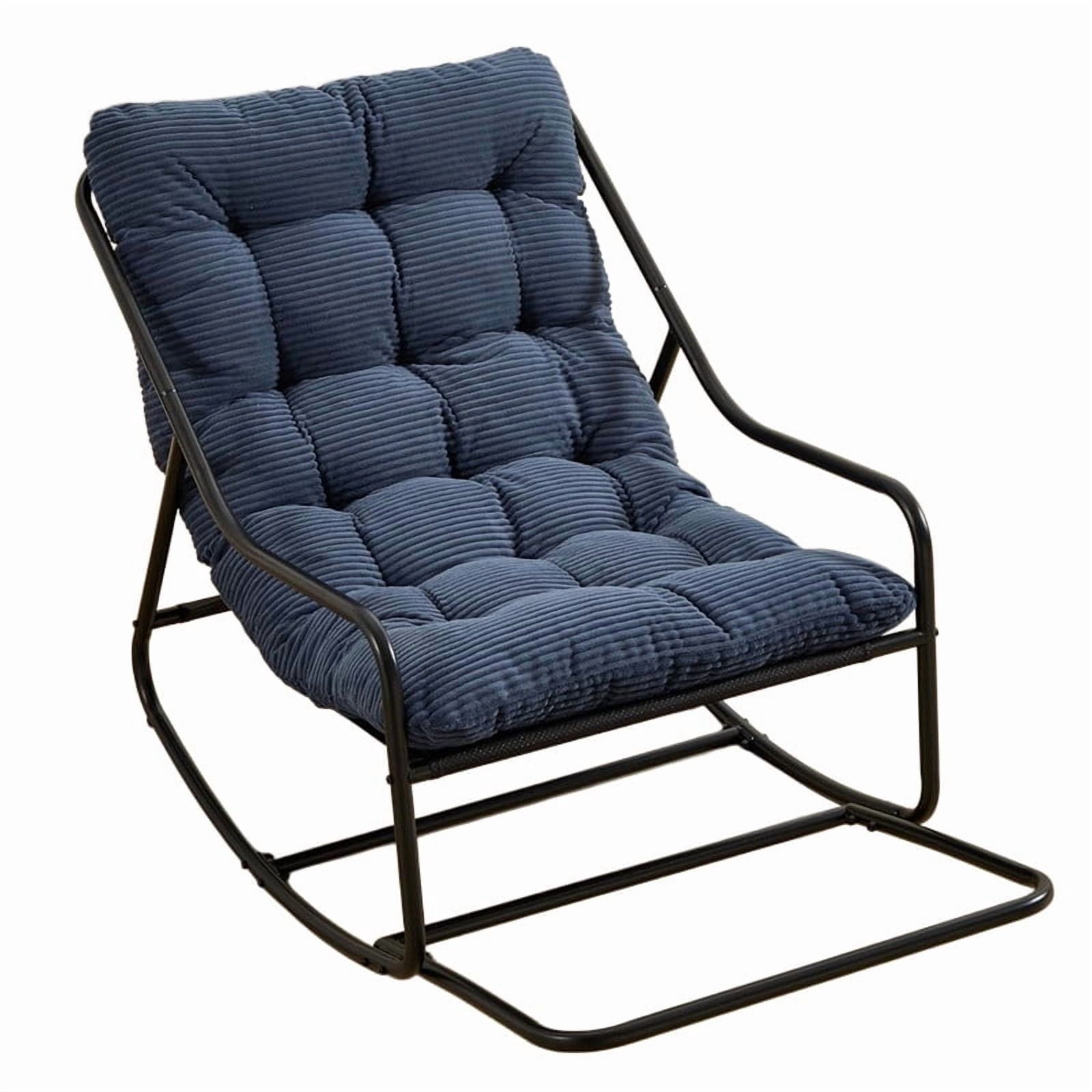 Outdoor Rocking Chair, Papasan Rocking Chair with Metal Frame, Comfy Rocker Lounge Chair for Living Room Porch Patio Garden