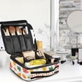 thumbnail image 5 of FORMRS Travel Makeup Bag Large Capacity Train Case Cosmetic Organizer with Adjustable Dividers, Green Leaves, 5 of 8