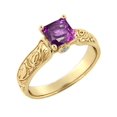 thumbnail image 5 of 2.06 ctw Amethyst Ring with Diamonds 14K Yellow Gold Filigree Cathedral Princess, 5 of 7