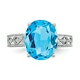 thumbnail image 5 of Primal Gold 14 Karat White Gold 12x10mm Oval Blue Topaz and AAA Diamond Ring, 5 of 7