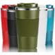 thumbnail image 1 of ZHAOCHENG Taza de viaje reutilizable para café, 510 ml/18 oz, con aislamiento térmico, de acero inoxidable, para bebidas frías y calientes, color negro y verde, 1 of 3