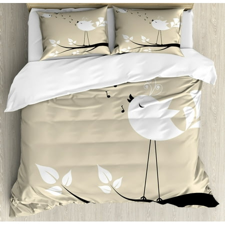Birds Duvet Cover Set Two Birds On A Branch Singing Love Songs
