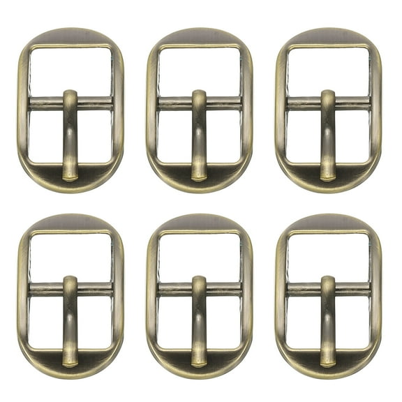 Uxcell Single Prong Buckle, 6 Pcs 0.8 Inch Adjustable Metal Roller Buckle Square Center Bar Buckle Belt Buckle for Bag DIY Craft Purse Strap Shoe Belt Making Accessories, Bronze