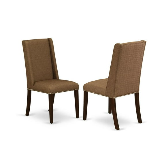East West Furniture Florence 41" Fabric Dining Chairs in Brown (Set of 2)