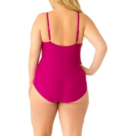 Catalina Women's Plus Size Berry Strappy Neck One Piece Swimsuit