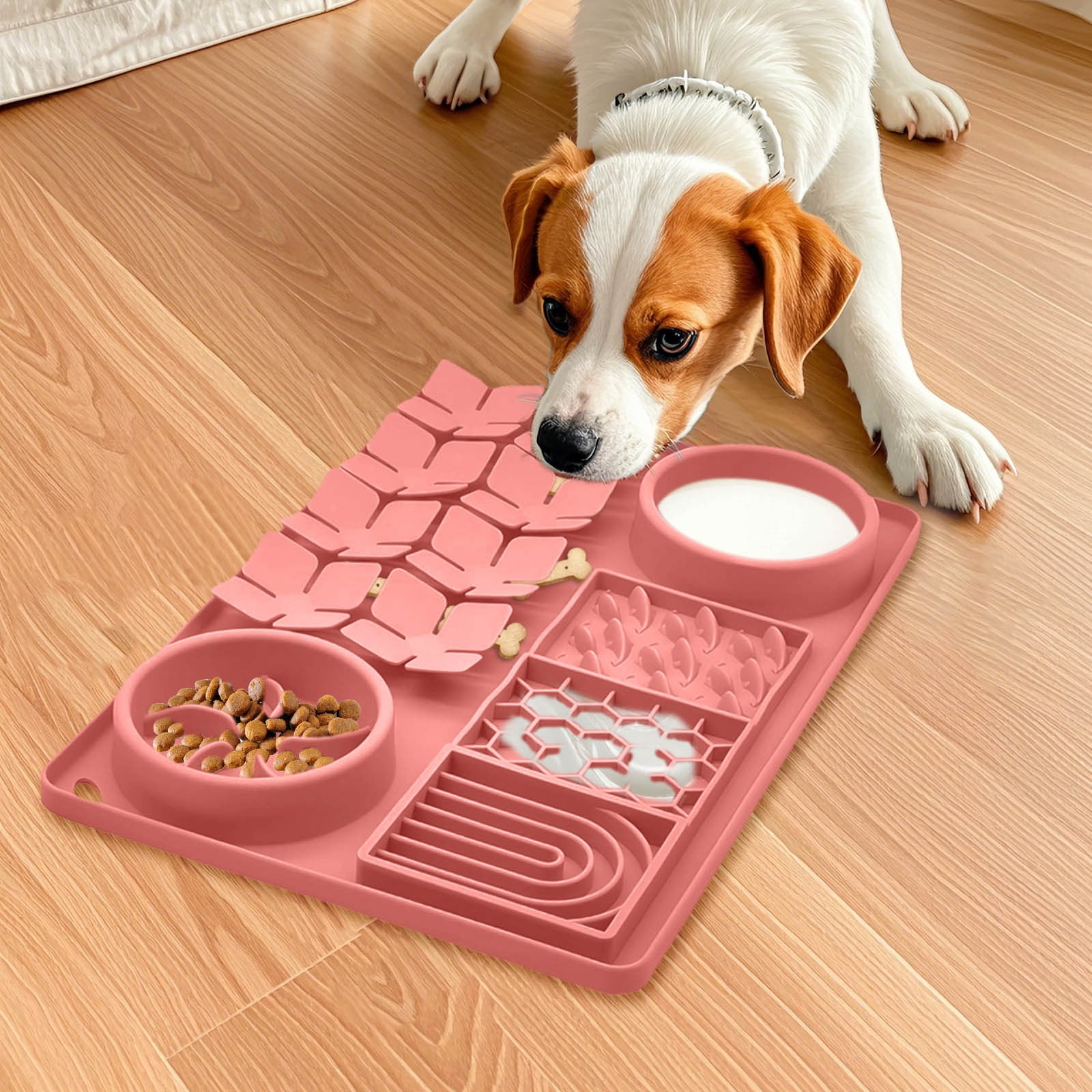 KMWGRE Interactive Pet Licking Mat with Suction Cups Slow Feeder Bowl Anxiety Puzzle Toy for Dogs and Cats D One Size