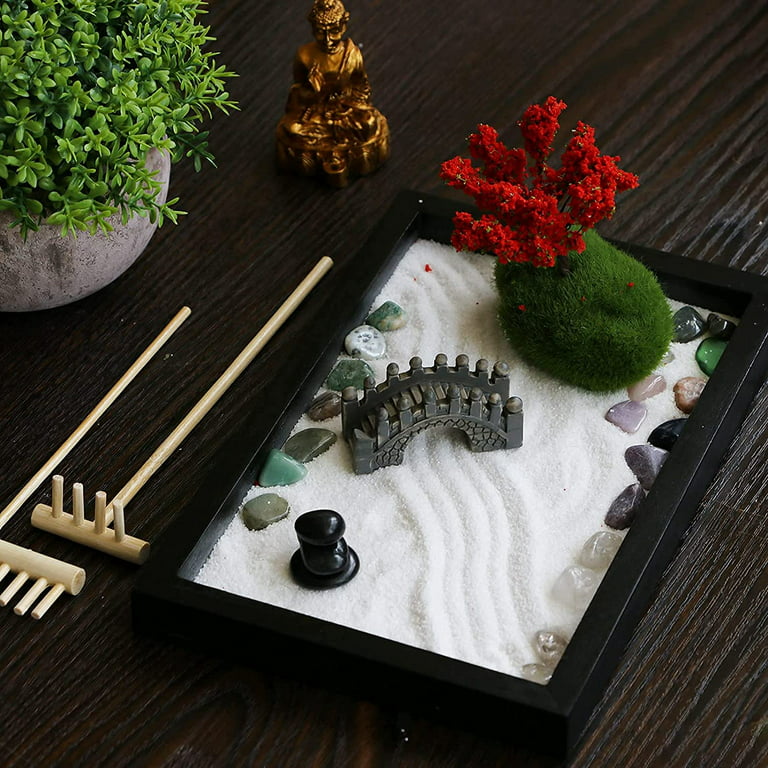 Zen Garden Kit for Desk, Mini Sand Tray Therapy Kit, Japanese Zen Garden  Decor for Office Desktop, Zen Meditation Buddha Gifts for Women Men