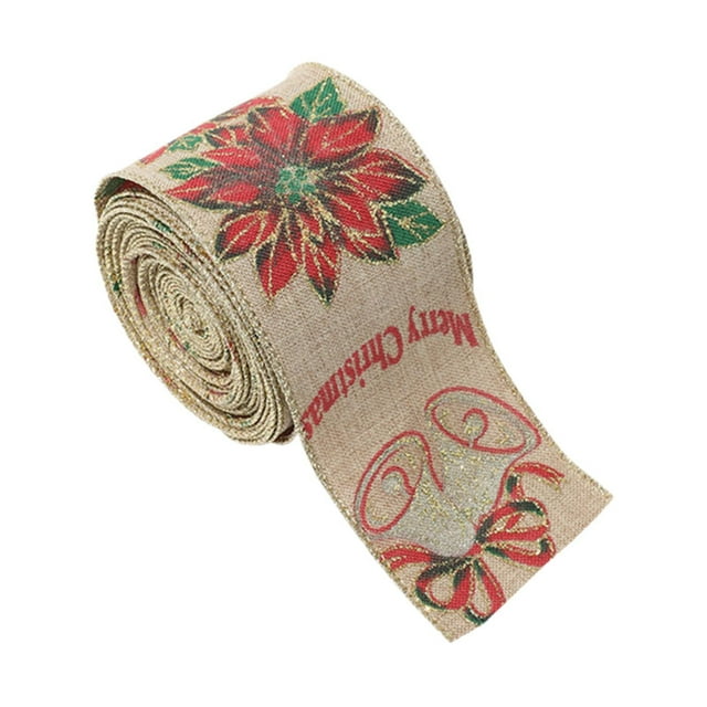 Shangren Christmas Ribbon Decoration Garland Burlap Ribbon Greeting Cards Tree Rattan for Red Flower