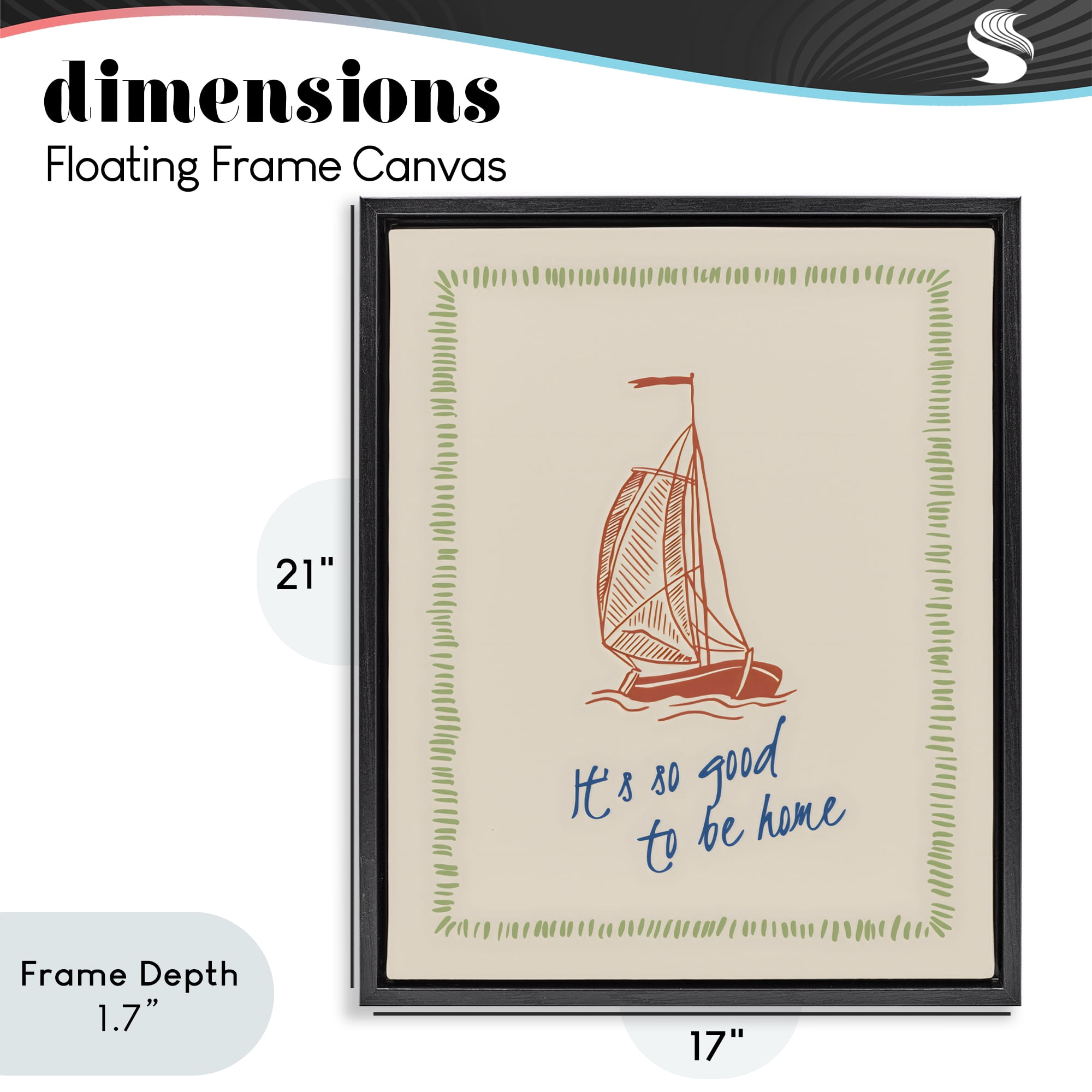 Stupell Industries Good To Be Home Sailboat Black Framed Floater Canvas Wall Art, design by The Prints Vibe