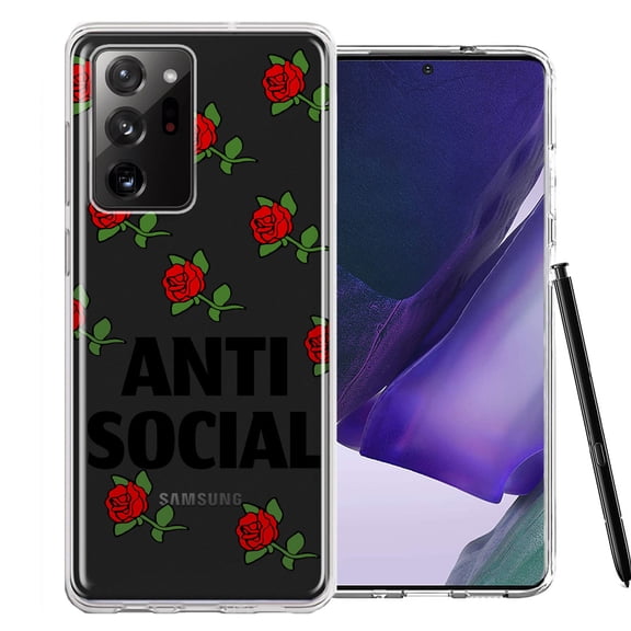 MUNDAZE for Samsung Galaxy Note 20 Ultra Anti Social Roses Design Double Layer Phone Case Cover
