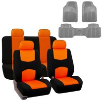 FH Group Universal Fit Green Cloth Car Seat Covers for SUV, Van Truck Auto - Solid Bench with Gray Floor Mats